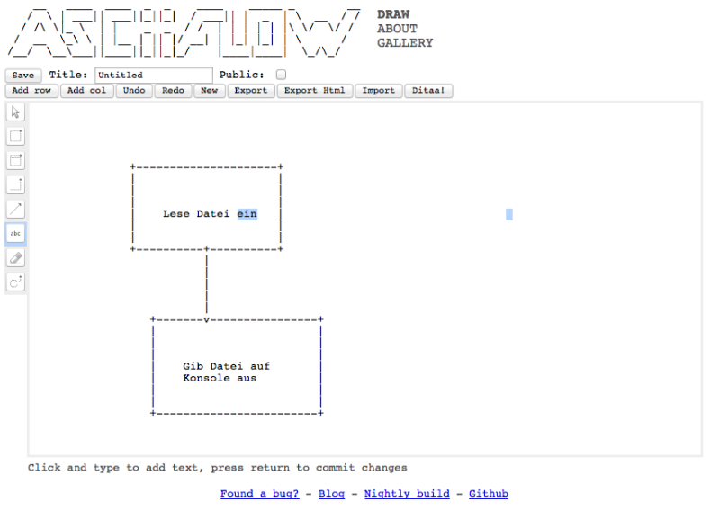 Asciiflow in Aktion