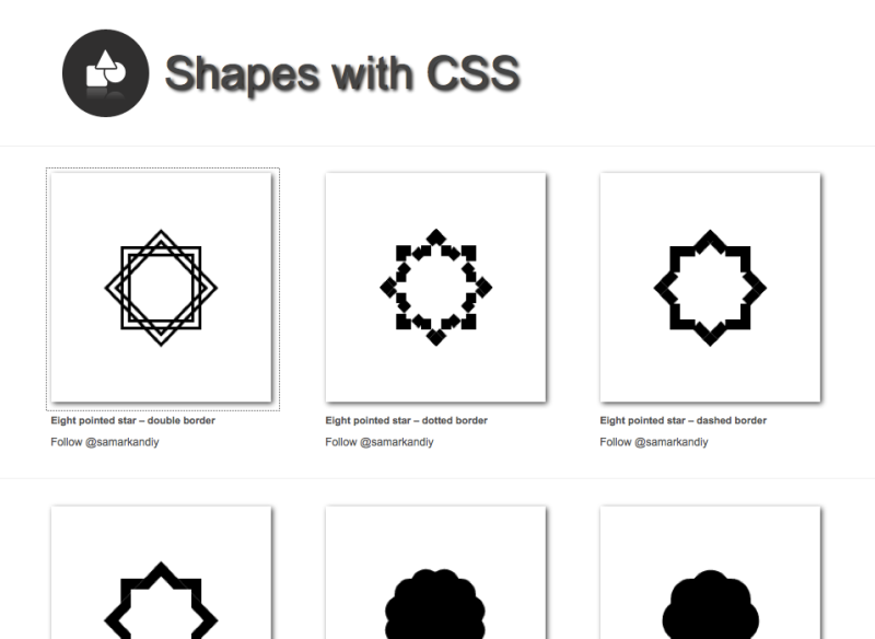 Die Hauptseite von "Shapes with CSS"