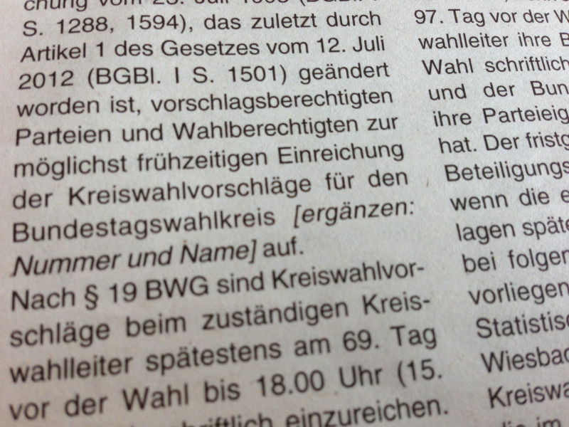 Nummer und Name sollten ergänzt werden