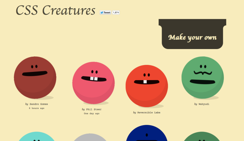 bennettfeely.com/csscreatures/