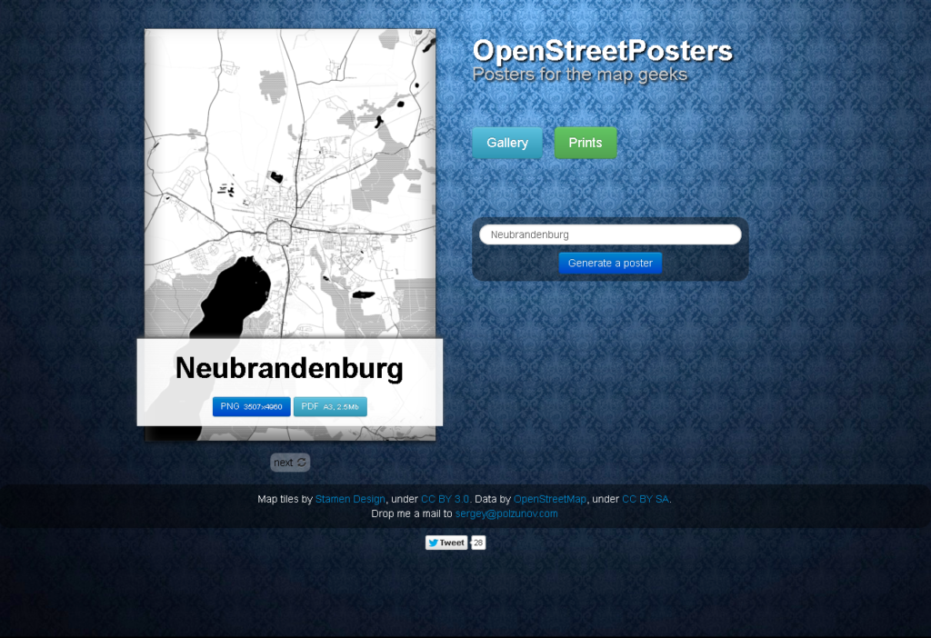 OpenStreetPosters in Aktion