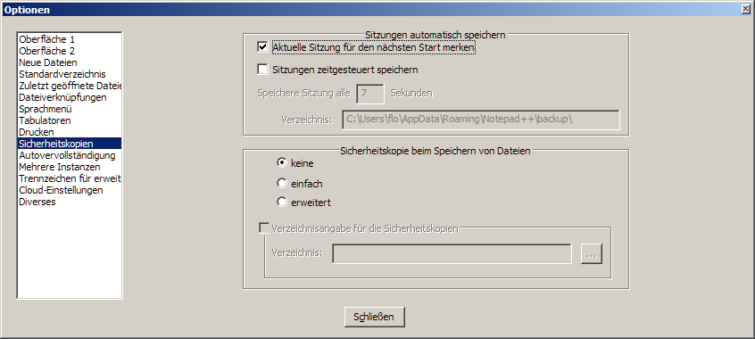 Die Einstellungen von Notepad++