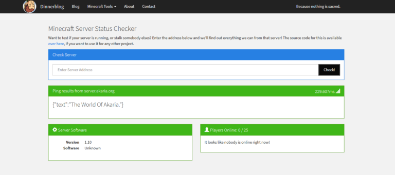 Minecraft Server Status Checker · seeseekey.net