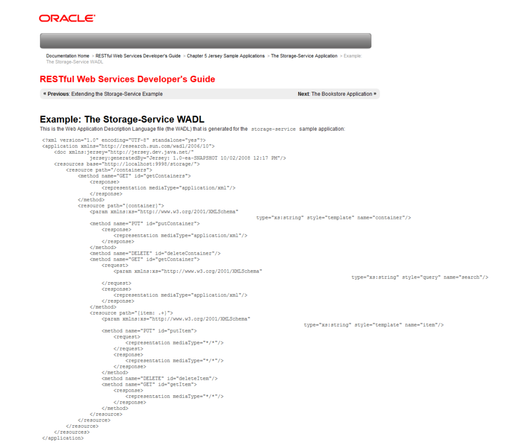 Ein WADL-Beispiel von Oracle.